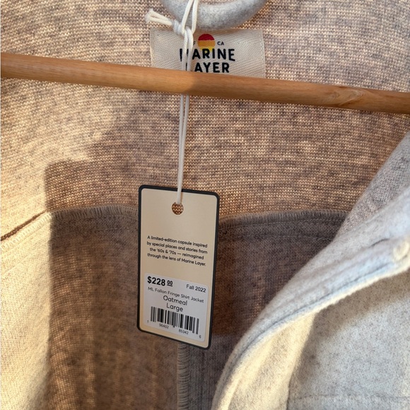 Marine Layer Fallon Fringe Shirt Jacket Oatmeal Size Large NWT Limited Edition - Picture 6 of 6